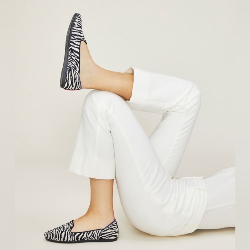Rothy's The Almond Loafer Zebra Print Navy Blue & White Size 6‎